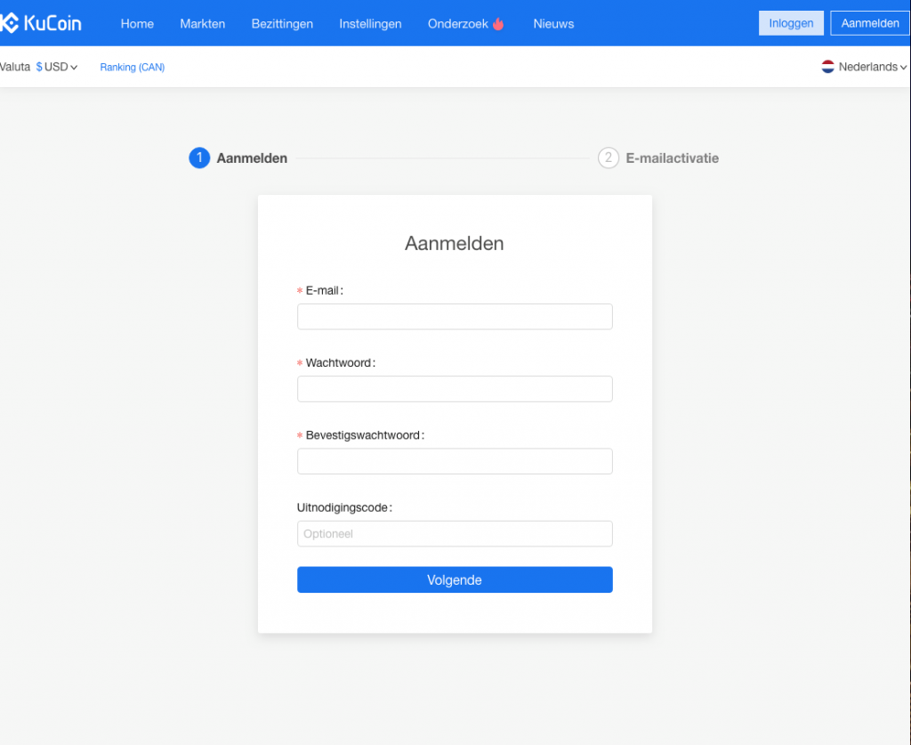 KuCoin inloggen