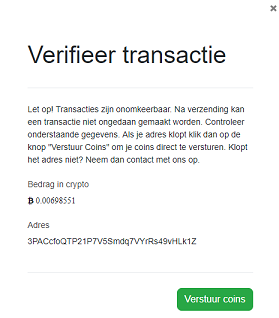 Transactie verificatie BTCdirect