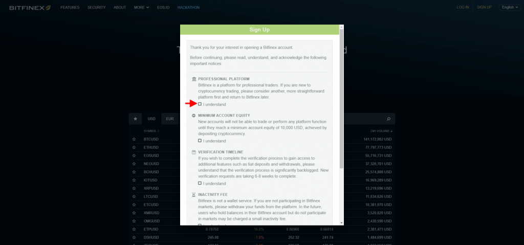 Bitfinex Account