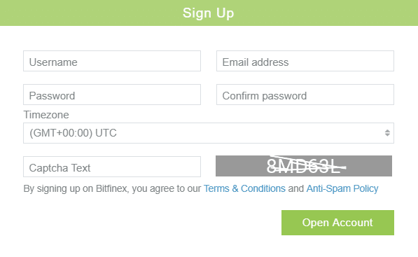 bitfinex Registration